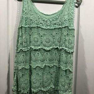 Mint green crocheted top